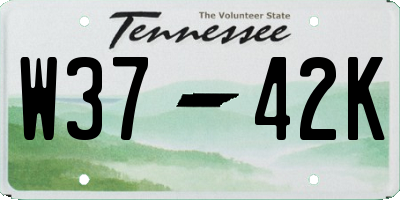 TN license plate W3742K