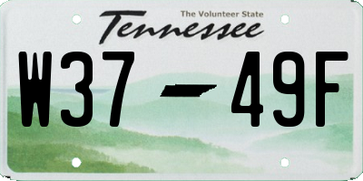 TN license plate W3749F