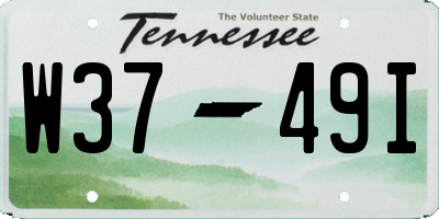TN license plate W3749I