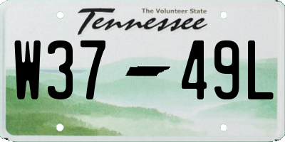 TN license plate W3749L