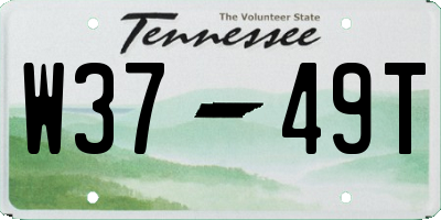TN license plate W3749T