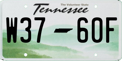 TN license plate W3760F