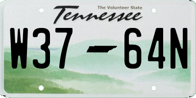 TN license plate W3764N