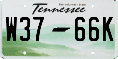 TN license plate W3766K