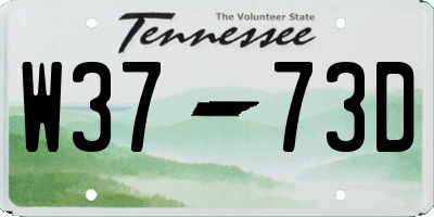 TN license plate W3773D