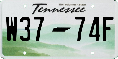 TN license plate W3774F