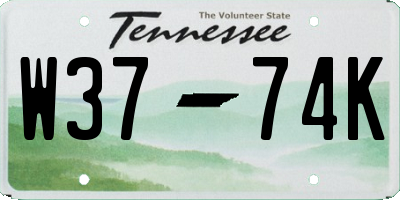 TN license plate W3774K
