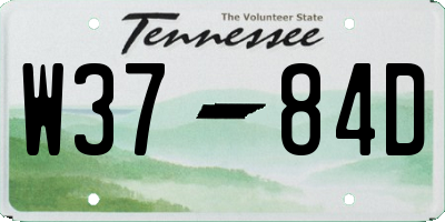 TN license plate W3784D