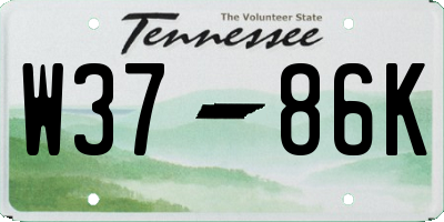 TN license plate W3786K