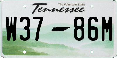 TN license plate W3786M