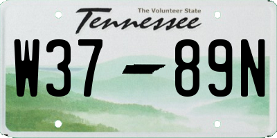 TN license plate W3789N