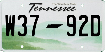 TN license plate W3792D