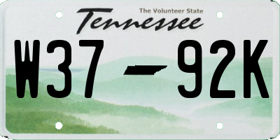 TN license plate W3792K