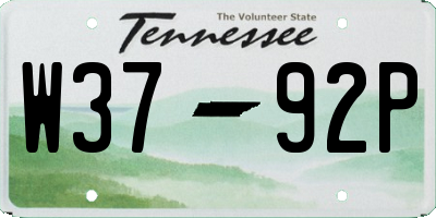 TN license plate W3792P