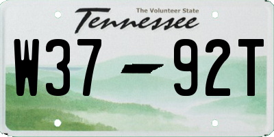 TN license plate W3792T