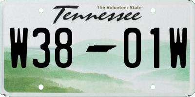 TN license plate W3801W