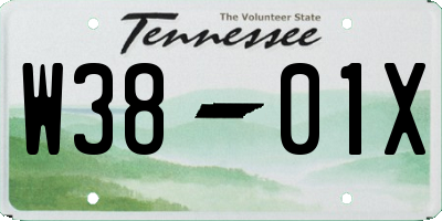 TN license plate W3801X