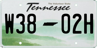 TN license plate W3802H