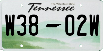 TN license plate W3802W
