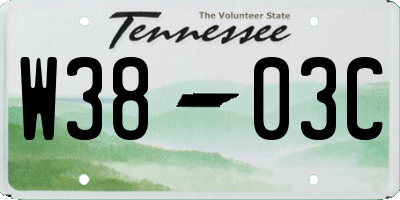 TN license plate W3803C
