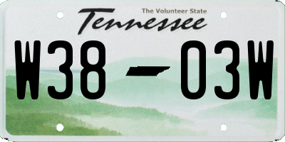 TN license plate W3803W