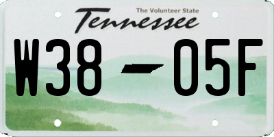 TN license plate W3805F