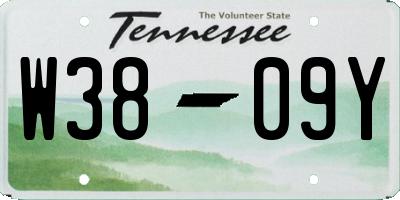 TN license plate W3809Y