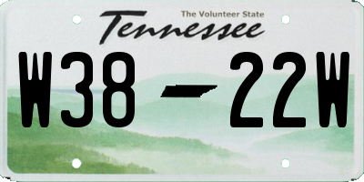 TN license plate W3822W