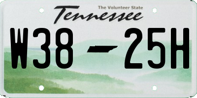 TN license plate W3825H