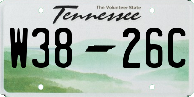 TN license plate W3826C