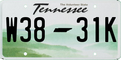 TN license plate W3831K