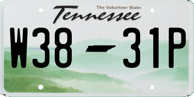 TN license plate W3831P