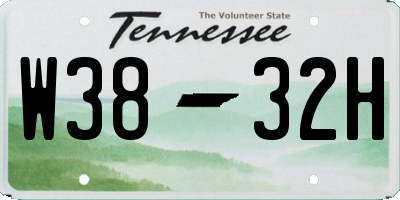 TN license plate W3832H