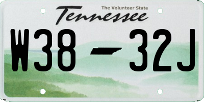 TN license plate W3832J