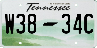 TN license plate W3834C