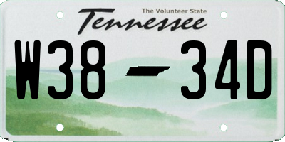 TN license plate W3834D