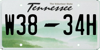 TN license plate W3834H