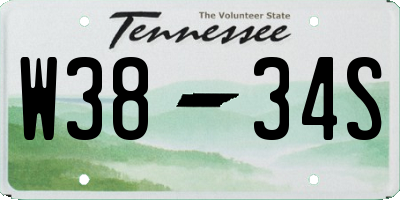 TN license plate W3834S