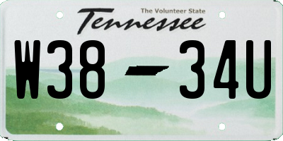 TN license plate W3834U