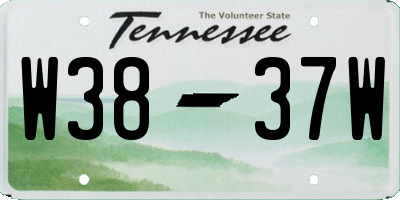 TN license plate W3837W