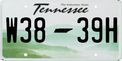 TN license plate W3839H