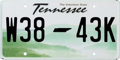 TN license plate W3843K