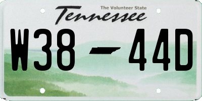 TN license plate W3844D