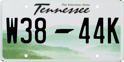 TN license plate W3844K