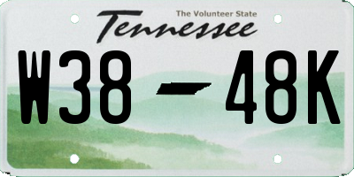 TN license plate W3848K