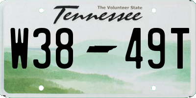 TN license plate W3849T