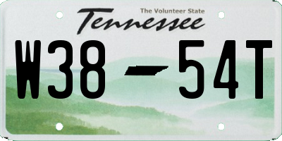 TN license plate W3854T