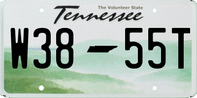 TN license plate W3855T