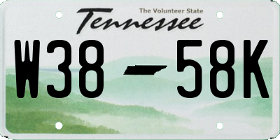 TN license plate W3858K