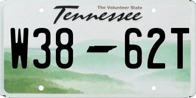 TN license plate W3862T